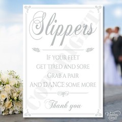 Slippers Feet Wedding Tired Grab Pair Dance some more Sandals Shoes Card Sign A4
