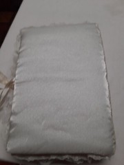 White Lace Satin Cloth Beaded Padded Wedding Photo Album Handmade VTG 15/10