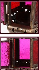 Hanging Hexagon Decorative Moroccan Candle Lantern Holders, Handmade 1pcs Bronze