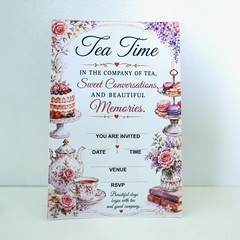 Elegant Vintage Floral Tea Party Invitation Card Template 20 Pieces 4×6
