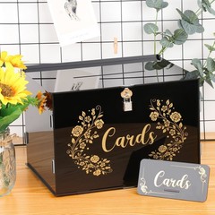 Black Acrylic Wedding Card Box Card Boxes with Lock and Card Sign, Gift Card …