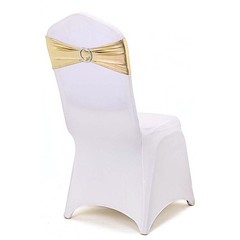 10 Champagne Metallic Spandex Chair Sashes Silver Buckles Wedding Decorations