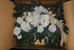32″ Artificial Wedding Arch Flower, Eucalyptus Leaves Cream & Champagne