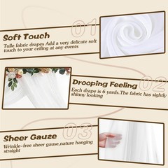 Ceiling Drapes 4 Panels Wedding Arch Draping Fabric 20FT Chiffon Party Decor