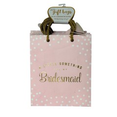 Bridesmaid Gift Bags Set of 6 Pink Polka Dot Bridal Shower Wedding Favor