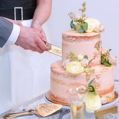 13.78 inch Rose Gold Wedding Cake Knife Server Set SUS304 Stainless Steel