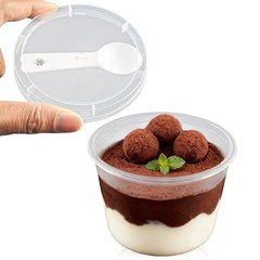 8oz Plastic Dessert Cups with Lids and Spoons, Clear Yogurt 8oz 25 Pack