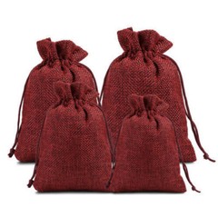25-100 Pcs Wedding Burlap Bags Linen Jewelry Pouches Jute Hessian Gift Bag Favor