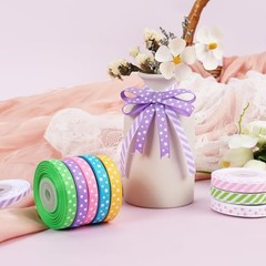 3/8 Inch 100 Yards 3/8 inch x 10 Yards/Roll 10 Rolls Polka Dot Striped