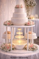 12.5″ Lighted 3-Tier Wedding Cake Fountain – Clear Decorative Centerpiece, Plug-