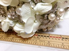 Vtg Wedding Handmade Brooch Bouquet Flowers~Rhinestones~+Table Tents Bridal Lot