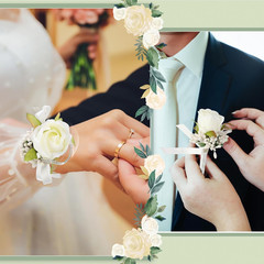 20 Pcs Wedding White Corsage and Boutonniere Set Homecoming Artificial Corsage W