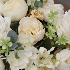 IVORY 2 Bouquets 12″ SILK FLOWERS Assorted Artificial Floral Bushes Party Events