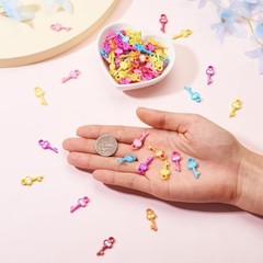 Pandahall 100pcs Mini Acrylic Skeleton Key Charms Pendants Mixed AB Color