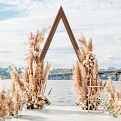 Triangle Wedding Ceremony Arch Wooden Backdrop Stand Heavy Garden Arbor Frame