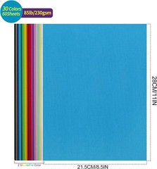 60 Sheets Textured Colored Cardstock – 8.5 x 11.0 x in, 30 Colors