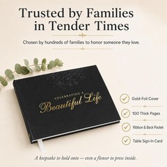 Only Zest Funeral Guest Book for Memorial Service Black