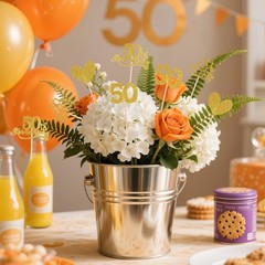 36 Pcs Golden 50th Anniversary Decorations,Ymapinc Gold Centerpieces for