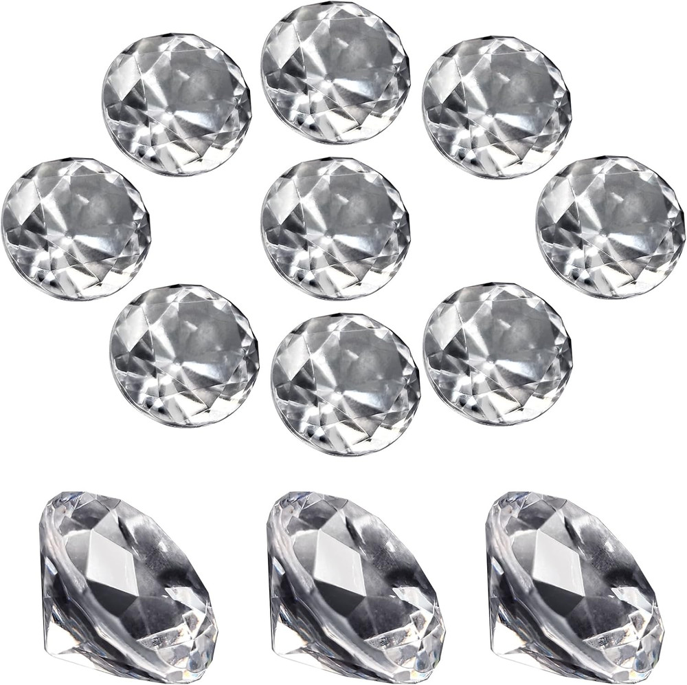 100Pcs Clear Acrylic Diamonds 1 Inch Wedding Table Scatters Gemstones Confetti f