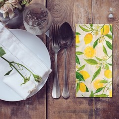 50PCS Lemon Guest Towels Lemon Yellow Citrus Fruit Hand Napkins Paper Napkin Han