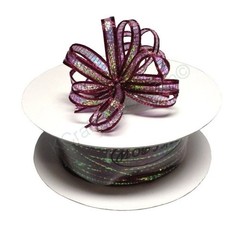 1/8″ 50 Yards Organza Iridescent Center with String Pull Ribbon Bow BLACK
