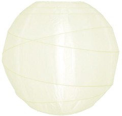 14″ Irregular Ribbed Beige / Ivory Nylon Lantern, Hanging Decoration, Durable