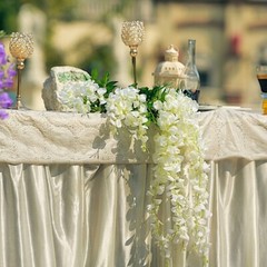 WHITE 44″ tall Silk Wisteria Flowers Hanging Vine Bush Wedding Centerpieces