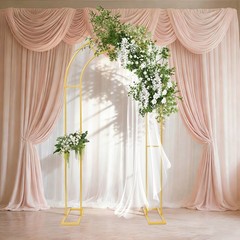 Gold Open Arch Backdrop Stand, U Shaped Wedding Arches,Metal Arch Backdrop Stand