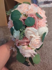 Serwalin 9.8 Inch Wedding Bouquets, Pink Rose Bride Bouquets, Wedding Bouquet…