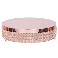 1 Tier ROSE GOLD METAL 13.5″ Cake Stand Crystal Beads Cupcake Wedding Dessert