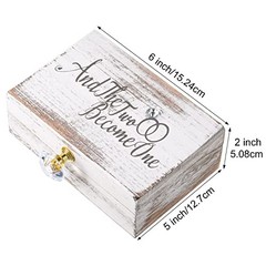 Wedding Ring Bearer Box and Then Two Become One Mr. and Mrs. Diamond Ring White