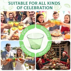 Pack of 50 Green 9 oz Clear Plastic Cups for Disposable Cocktails