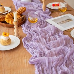 FEXIA Lilac Cheesecloth Table Runner 35×120 Inches Spring 1 Pack-10FT,