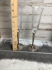 Pottery Barn Etched Mr And Mrs Toasting Fluted Glasses