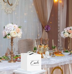 Elegant Black Card Box Holder for Weddings & Showers – 7.8″ x 7.8″ x 7.8″