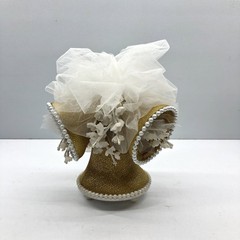 Vintage 60s Wedding Cake Topper Coast Novelty Co Bells Flowers Tulle Gold 6 inch