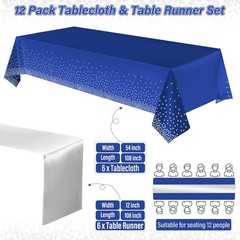 12 Pack Blue and Silver Tablecloth Table Runner 12 Pack,