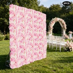 6pcs Artificial Flower Wall Panel,Elegant Decoration Flower Backdrop For Wedding