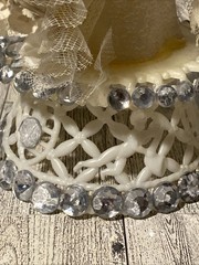 Vintage Bride Groom Wedding Topper Cherubs Arch Lace Flowers Stand 1950s 60s