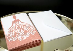 50 pc Rose Gold Quinceanera Invitations Sweet 16 Laser Cut 5 x7.3 in Glitter