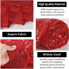 Versatile Red Sequin Curtain Set 2FTx8FT – Perfect for Parties & Celebrations