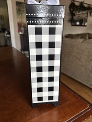 Wedding Nesting Gift card Money Gift Box/ Black and White Plaid Cream