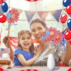 3 Pcs 4th of July Patriotic Flowers Artificial Independence Day Red White Blue