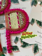 Brocade handfans set of 20 wedding favors Dholki Sangeet ceremony Indian wedding