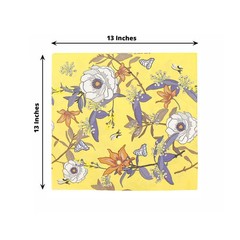 20 Yellow 13×13 in Cocktail Paper Napkins Floral Design Wedding 13″,
