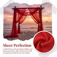AMZLOKAE 3 Panels 6 Yards Red Chiffon Wedding Arch Drapes | 29″x216″ Sheer Fa…