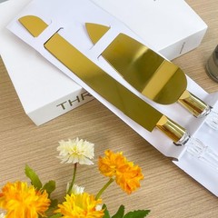 Timeless Cake Server Set – Gold Stainless Steel Knife & Crystal Handle Gift Idea