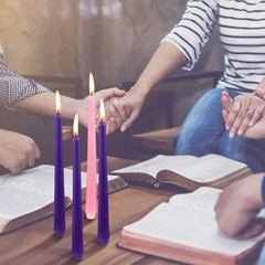Patelai 40 Pcs Christmas Advent Candle Set Taper 10 inches, Purple Pink