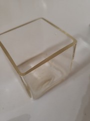 VTG Set Of 6 Glass Square Candle 2.5″ Amber Tint Clear MCM Glasses Bar Raw Edge