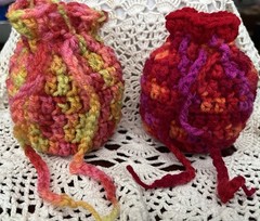 2 Crochet Drawstring Bags Wedding Party Favor Pouch Jewelry Gift Coin Dice Bags